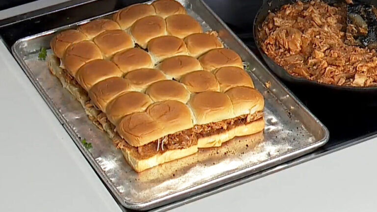 bbq chicken and caramelized onion sliders