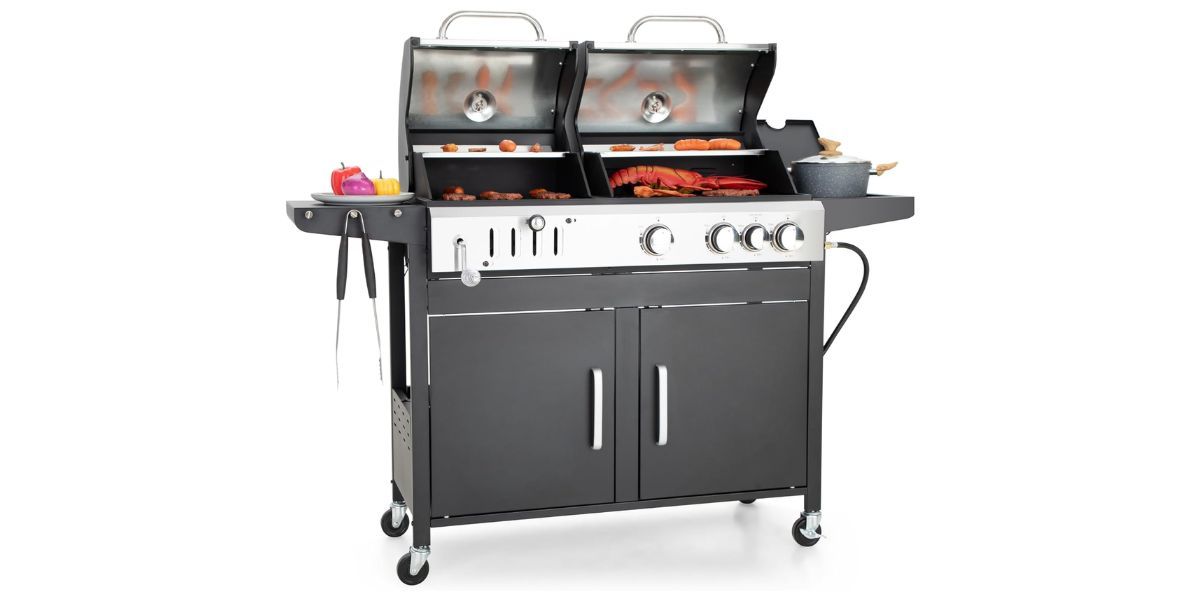 Captiva Designs Propane Gas Grill and Charcoal Grill Combo Captiva Designs Propane Gas Grill and Charcoal Grill Combo