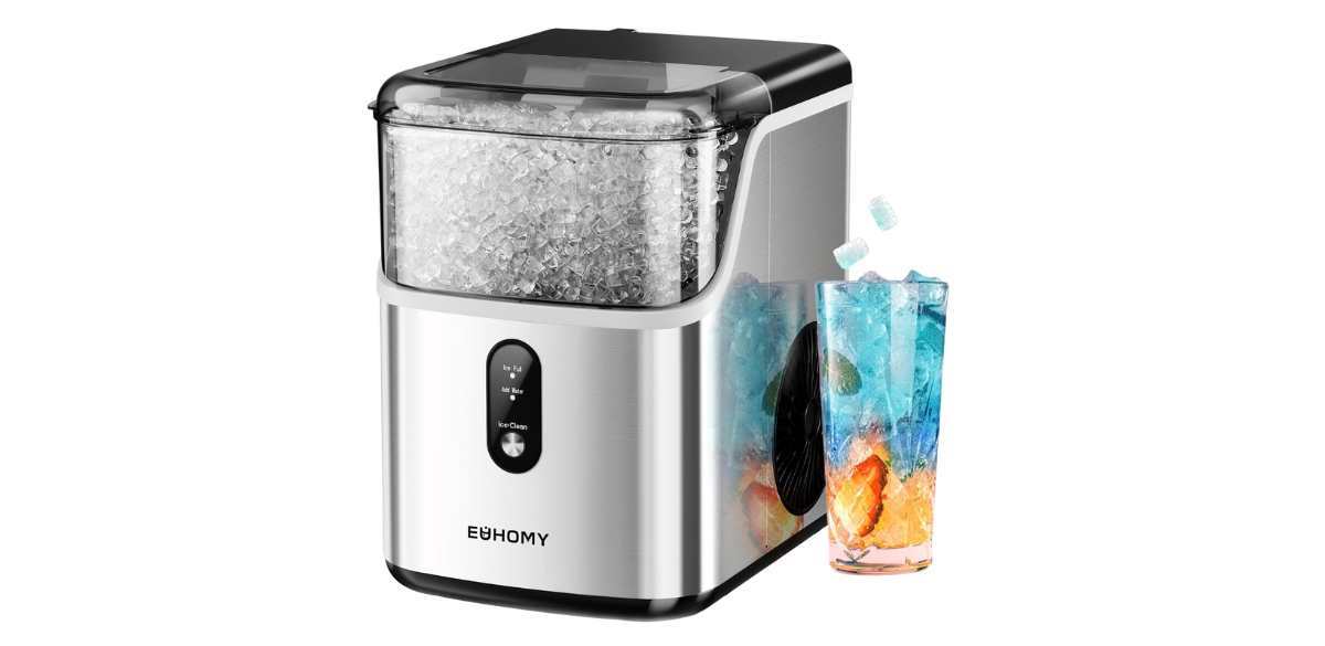 EUHOMY Nugget Ice Makers Countertop, Pebble Ice Maker Machine with 35lbs-24H Soft Ice