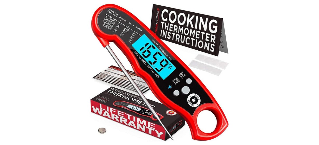 Alpha Grillers Instant Read Meat Thermometer on white background Alpha Grillers Instant Read Meat Thermometer on white background