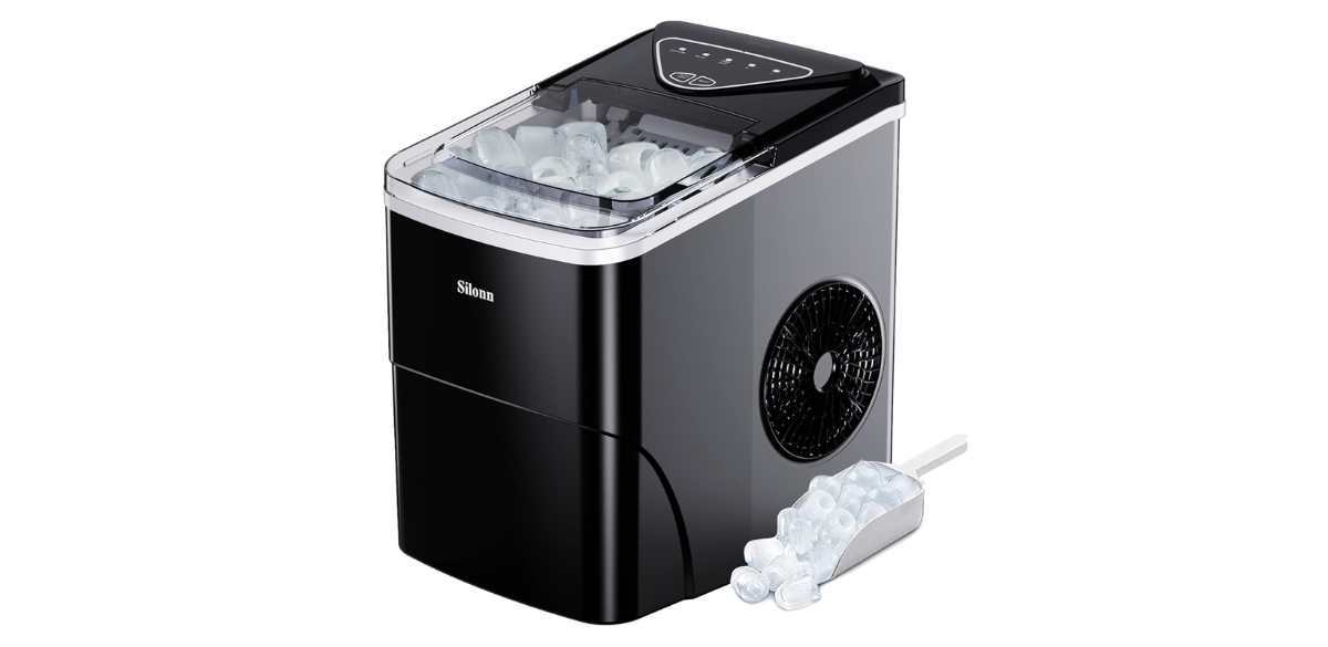 Silonn Ice Maker Countertop, 9 Cubes Ready in 6 Mins, 26lbs in 24Hrs