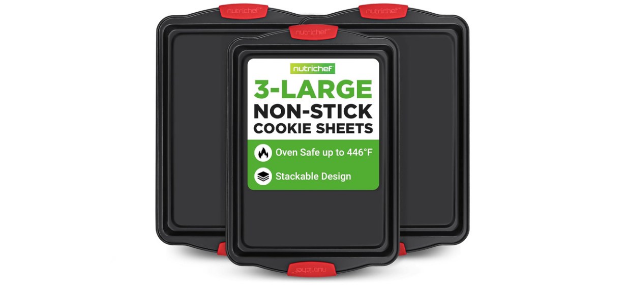 NutriChef Large Nonstick Cookie Sheets (3 count)