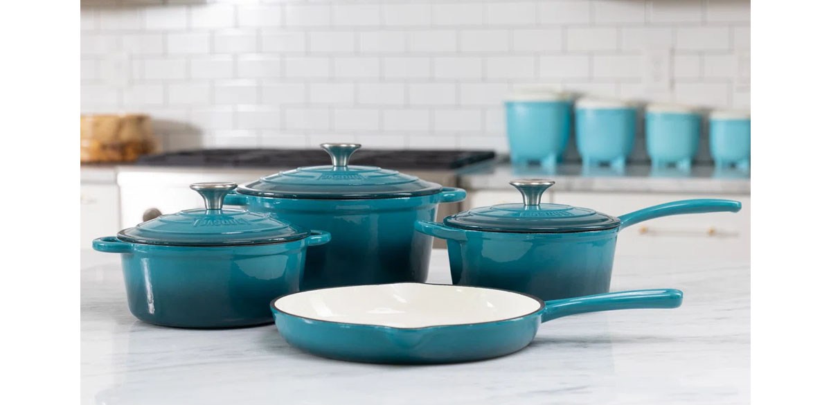 Basque 7 - Piece Non-Stick Cast Iron Cookware Set