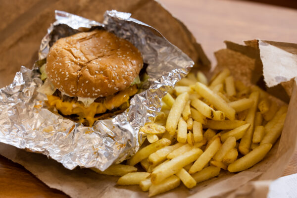Five Guys burger and fries