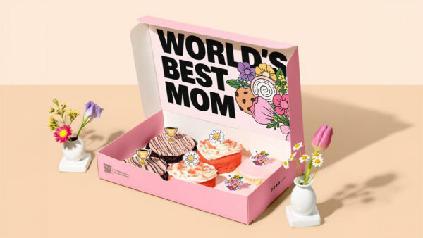 Pink box of Crumbl cookies