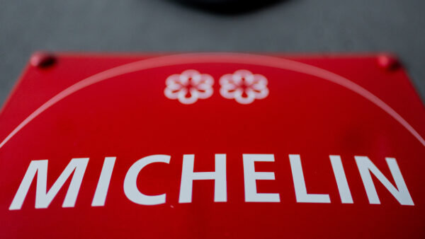 Michelin stars on a plaque outside Ox & Klee in Germany