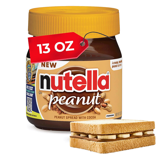 Nutella peanut spread on white background