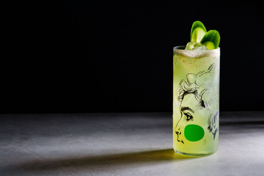 Radi(ish) Highball with gin, umeshu, daikon, cucumber, citrus,
umami salt and tonic at Golden Rule in San Francisco.