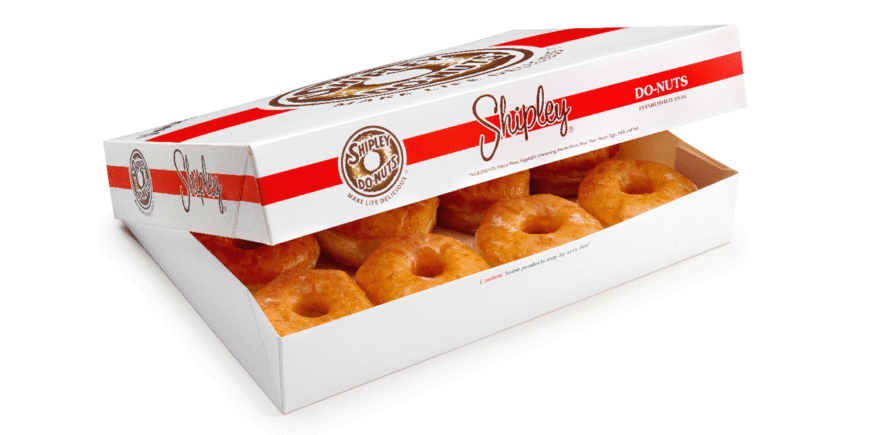 box of donuts on whitebackground