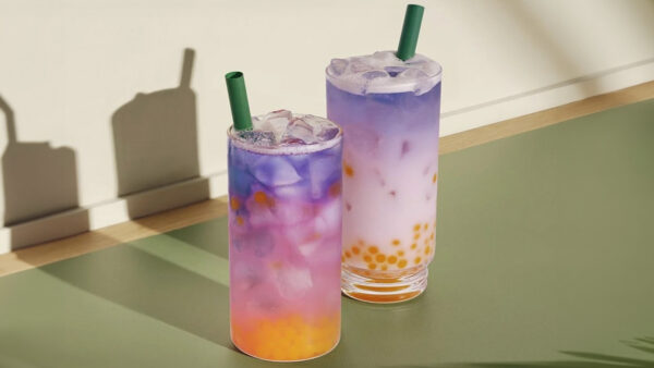 starbucks iced drink with purple and orange colors
