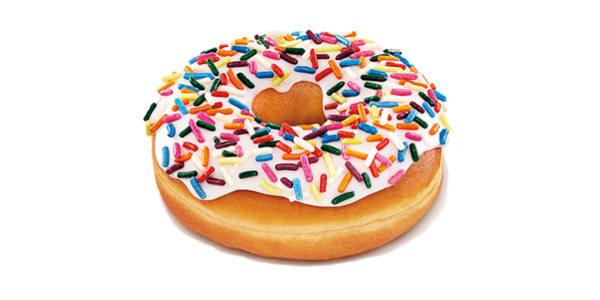 Vanilla glazed with sprinkles Dunkin Donut