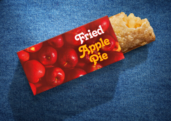 McDonald's fried apple pie on blue background