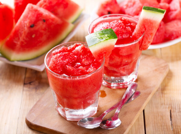 glasses of fresh watermelon granita