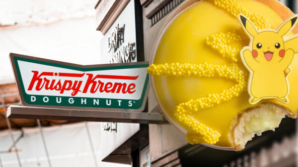 Krispy Kreme sign and Pokemon doughnut