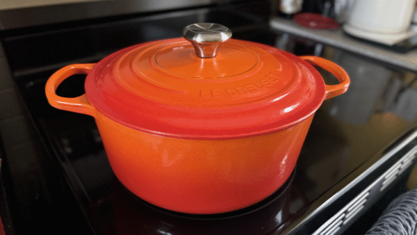 Le Creuset Dutch oven on a stovetop