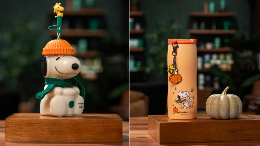 Snoopy glass cold cup and orange tumbler with Snoopy and Woodstock