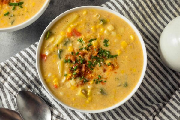 Homemade Summer Corn Chowder with Potatoes and Bacon