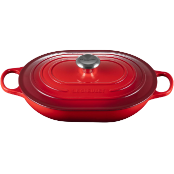 Le Creuset Enameled Cast Iron Oval Casserole with Lid, 3.75 qt., Cerise