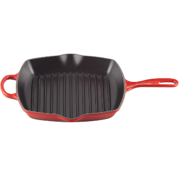 Le Creuset Enameled Cast Iron Square Skillet Grill, 10.25, Cerise